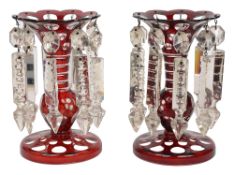 A pair of 19th century Bohemian ruby flashed lustre vases