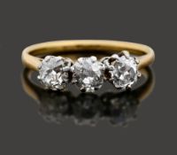 A diamond three stone ring
