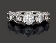 A diamond five stone ring