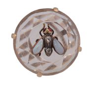 A rock crystal and opal ring