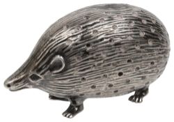 An Edwardian novelty silver hedgehog pin cushion