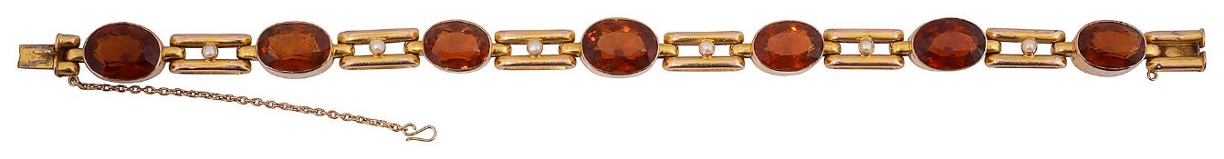 A citrine and pearl set bracelet,