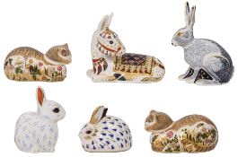 A collection of six First edition Royal Crown Derby paperweights