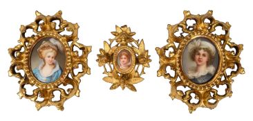 Three KPM style porcelain oval plaques