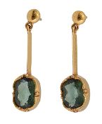 A pair of tourmaline ear pendants