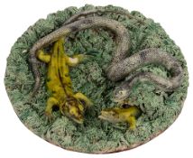 Portuguese Jose De Sousa Majolica palissy ware plaque c.1880