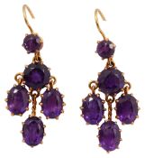 A pair of amethyst tassel ear pendants