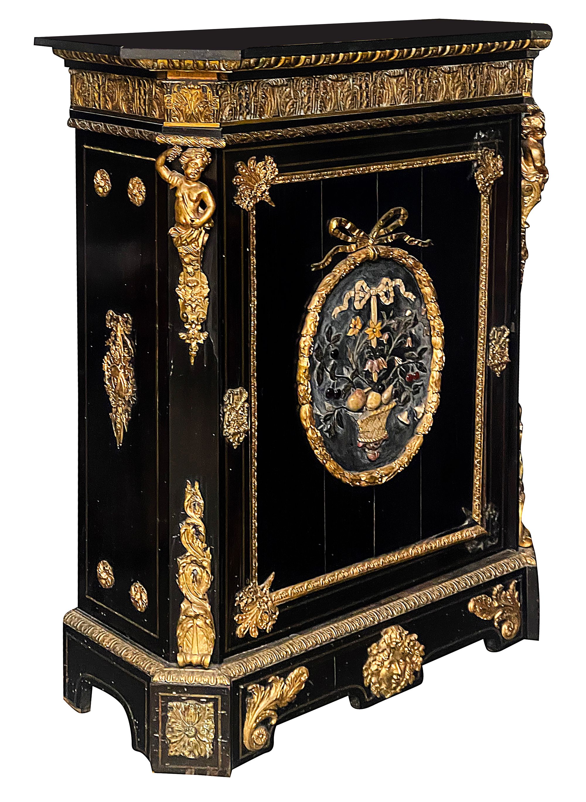A Napoleon III ebonised hardstone cabinet - Image 2 of 9
