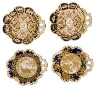 Four Sampson Hancock Derby handled dessert dishes c.1900