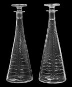 A pair of Webb Corbett clear cut crystal decanters