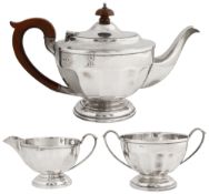 A George V silver three piece tea service