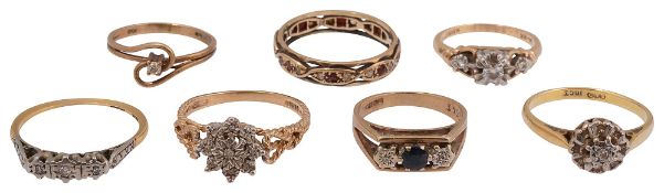 Seven assorted rings