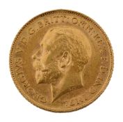 A George V gold half sovereign, 1913
