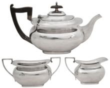 A George V silver three piece tea set