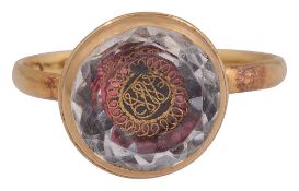 A Stuart rock crystal memorial ring c.1700