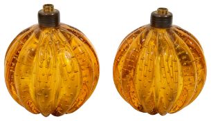 A pair of Murano Bullicante glass table lights by Seguso