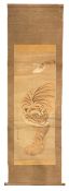 Japanese Edo period Kishi School scroll painting of a tiger