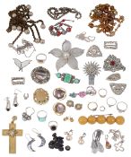 A collection of silver and costume jewellery