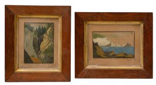 Two mid 19th century Isle of Wight Marmotinto sand pictures c.1840