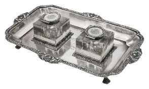 An Edwardian silver inkstand