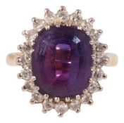 Amethyst and diamond cluster ring