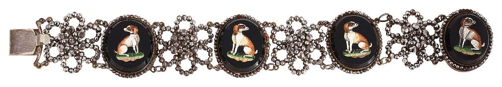 A micro-mosaic and cut steel bracelet