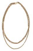 A 9ct gold fancy link triple chain