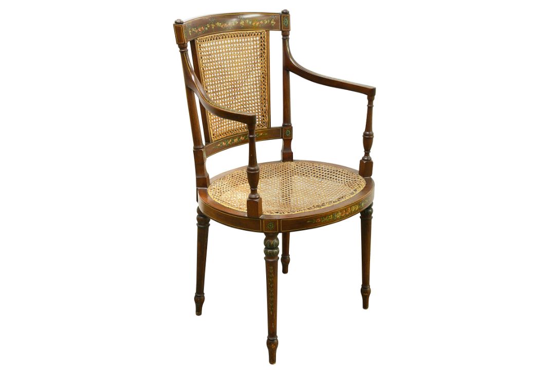 A mid 19th century painted mahogany armchair, in the Sheraton style - Image 2 of 2