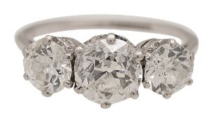 A diamond three stone ring,