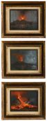 Three Neapolitan Nocturnal Studies of the Eruption of Vesuvius, c.1850