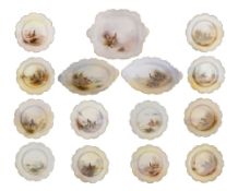 A Royal Worcester fifteen piece dessert service by James Stinton