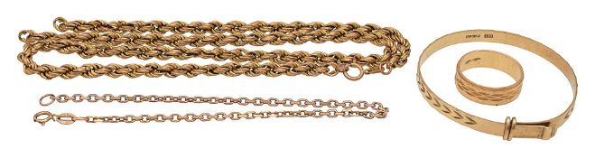 A small collection of gold jewellery