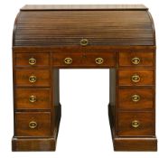 A George III mahogany cylinder top bureau