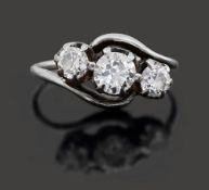 A diamond three stone ring