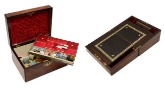 A Victorian walnut sewing box