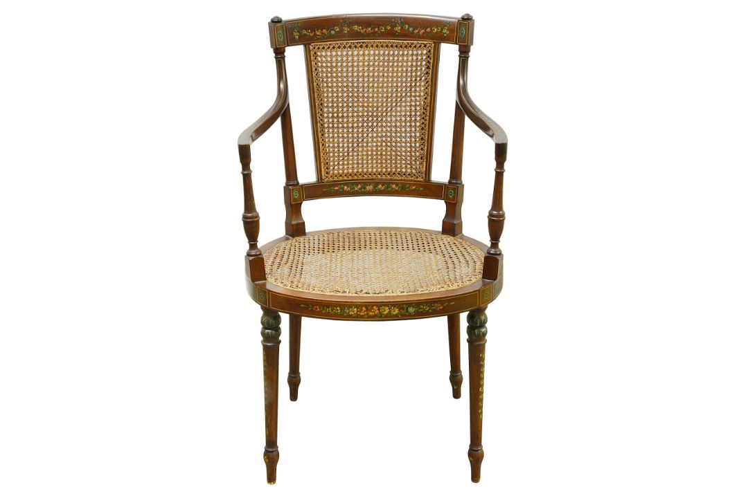 A mid 19th century painted mahogany armchair, in the Sheraton style - Image 1 of 2
