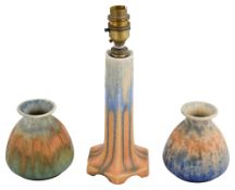 Ruskin lamp and two other ruskin vases