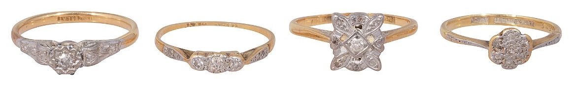 Four diamond-set rings