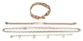 A group of 9ct gold bracelets