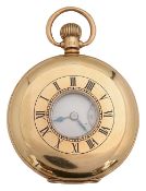A George V 9ct keyless gold half hunter pocket watch