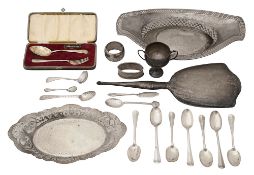 An American silver pierced dish and other silver