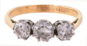 A diamond three stone ring