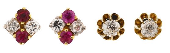 Diamond studs, Ruby and Diamond studs