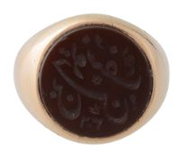 A carnelian set signet ring