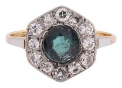 A tourmaline and diamond-set ring