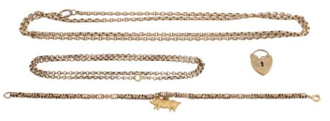 A collection of chains and bracelets