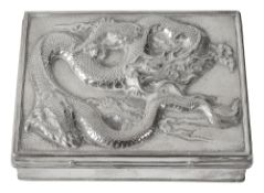 A Japanese Meiji Period silver table cigarette box