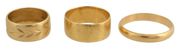 Three 18ct gold rings
