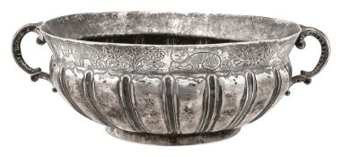 A late 18th century Spanish colonial silver twin handled bowl