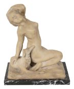 Auguste Carli. An Art Deco painted terracotta figure